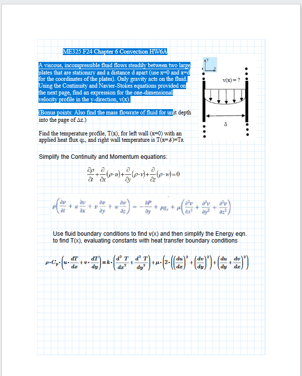 ME 3 2 5 F 2 4 Chapter 6 Convection HW 6 A A