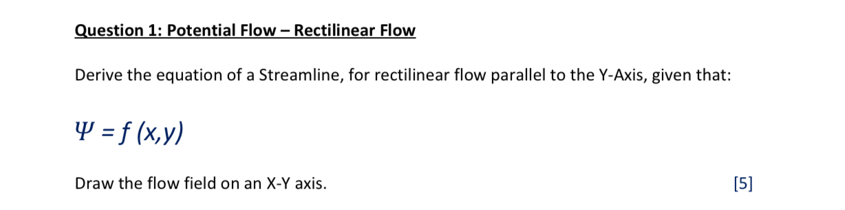 Question 1 : Potential Flow - Rectilinear Flow