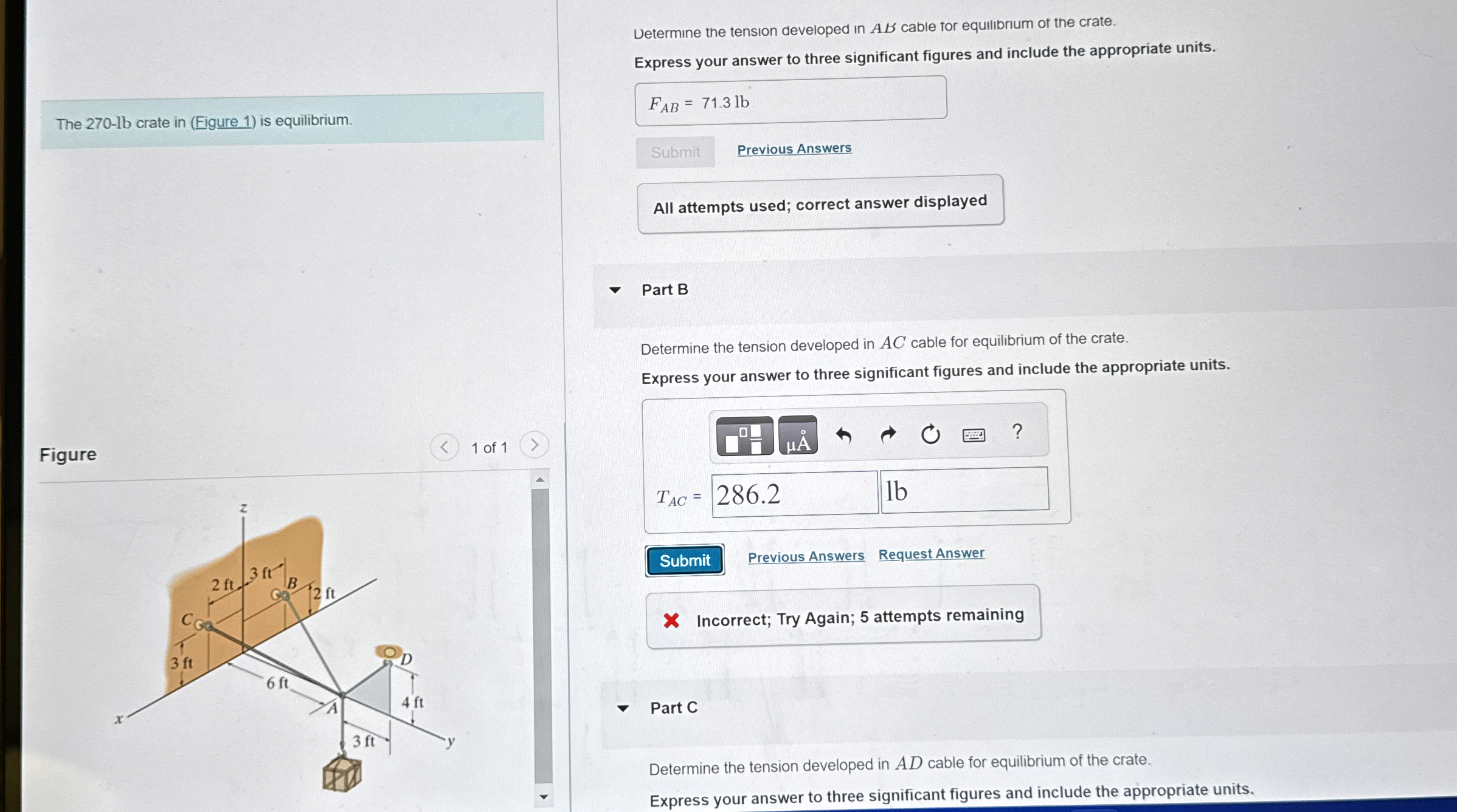 The 2 7 0 - lb crate in ( Figure 1 ) is