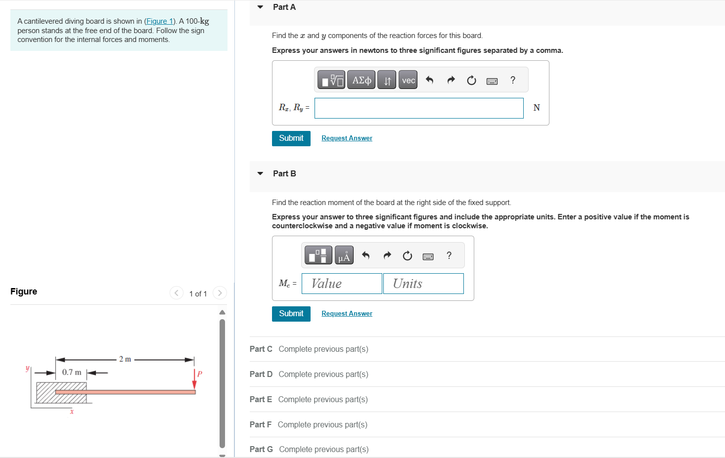 A cantilevered diving board is shown in ( Figure