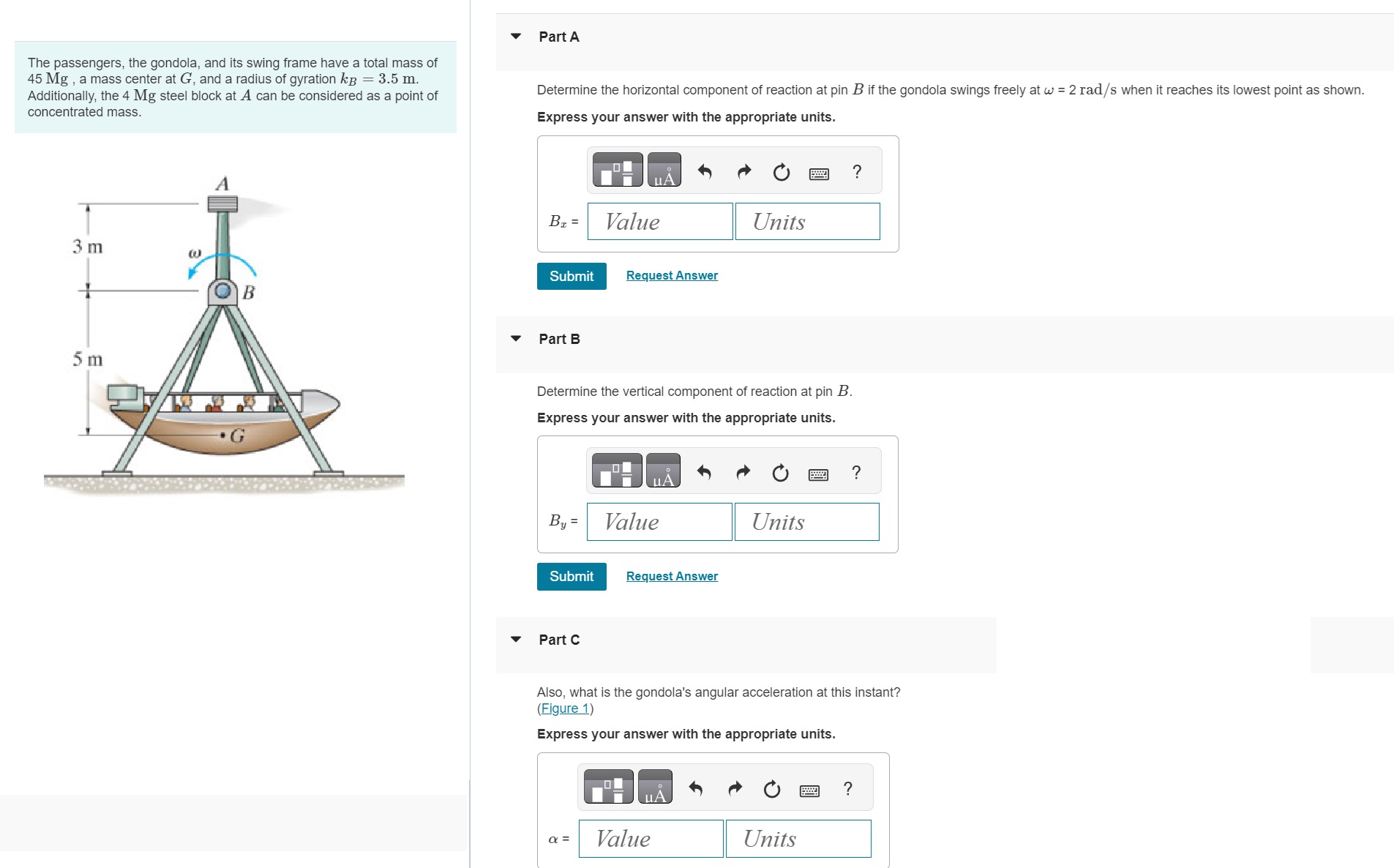 The passengers, the gondola, and its swing frame