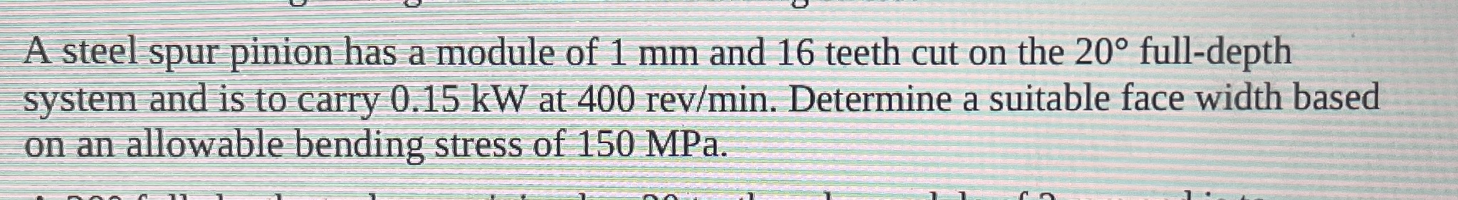 A steel spur pinion has a module of 1 mm and 1 6