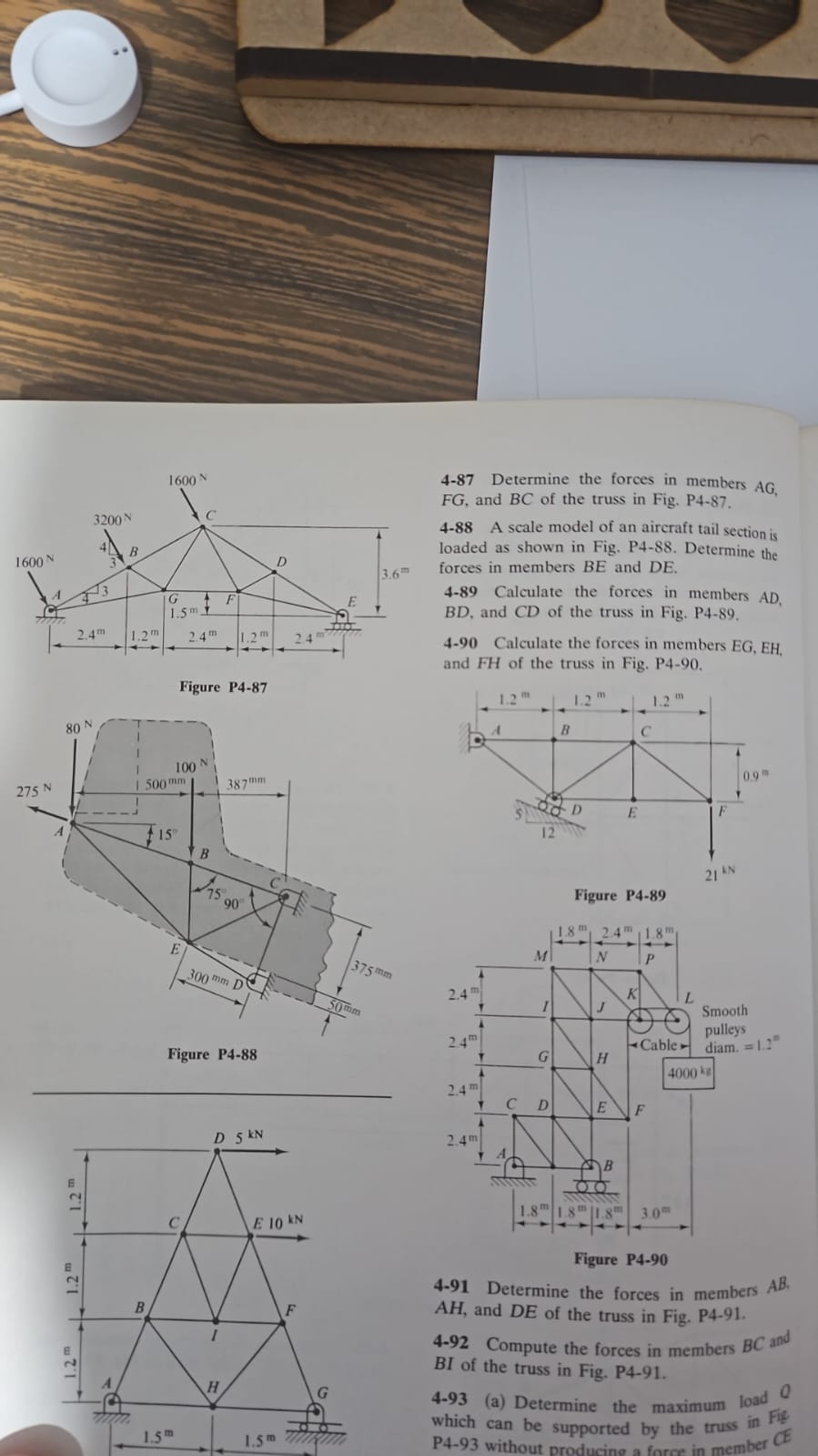 4 - 8 7 Determine the forces in members A G , F G