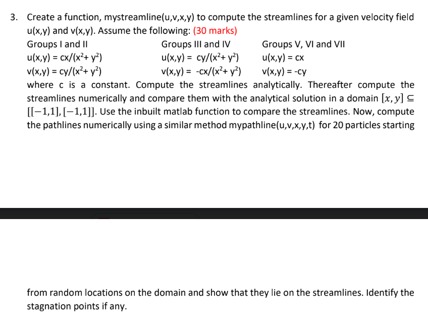 Create a function, mystreamline ( u , v , x , y )