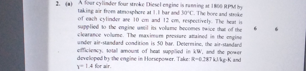( a ) A four cylinder four stroke Diesel engine