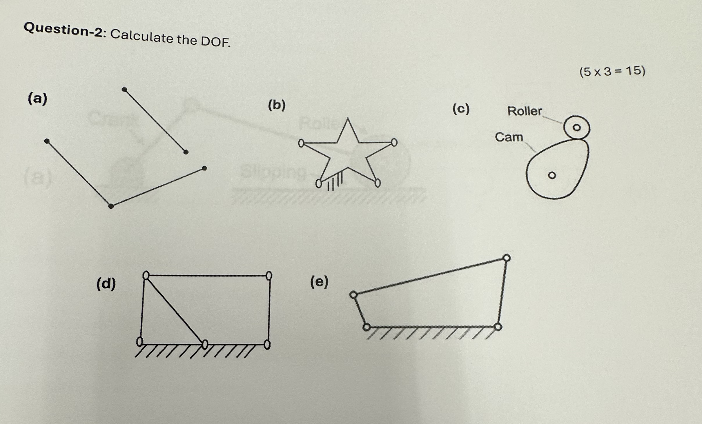 Question - 2 : Calculate the DOF. ) (