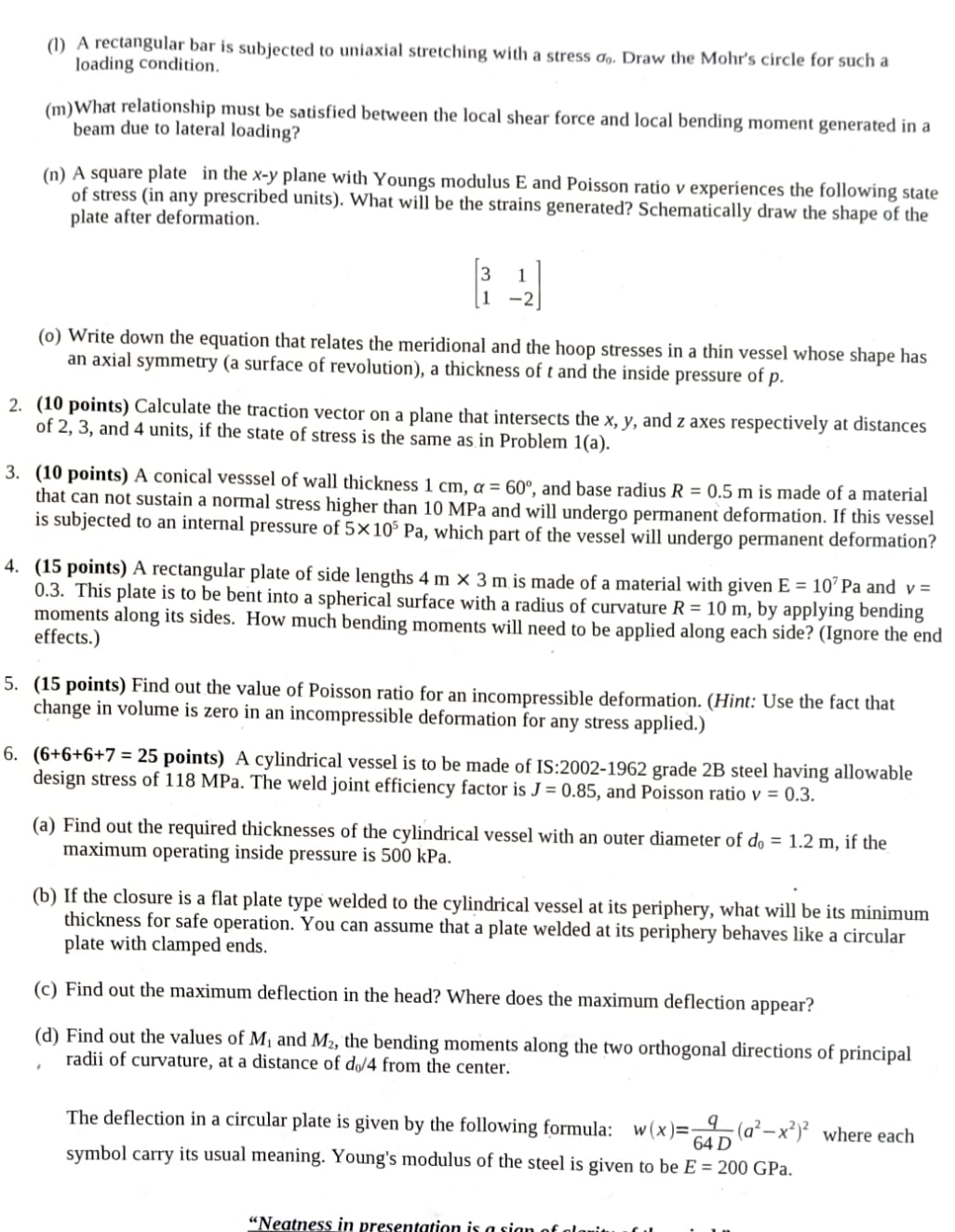 ( 1 ) A rectangular bar is subjected to uniaxial