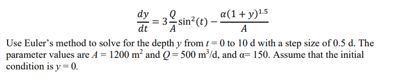 d y d t = 3 Q A s i n 2 ( t ) - ( 1 + y ) 1 . 5 A