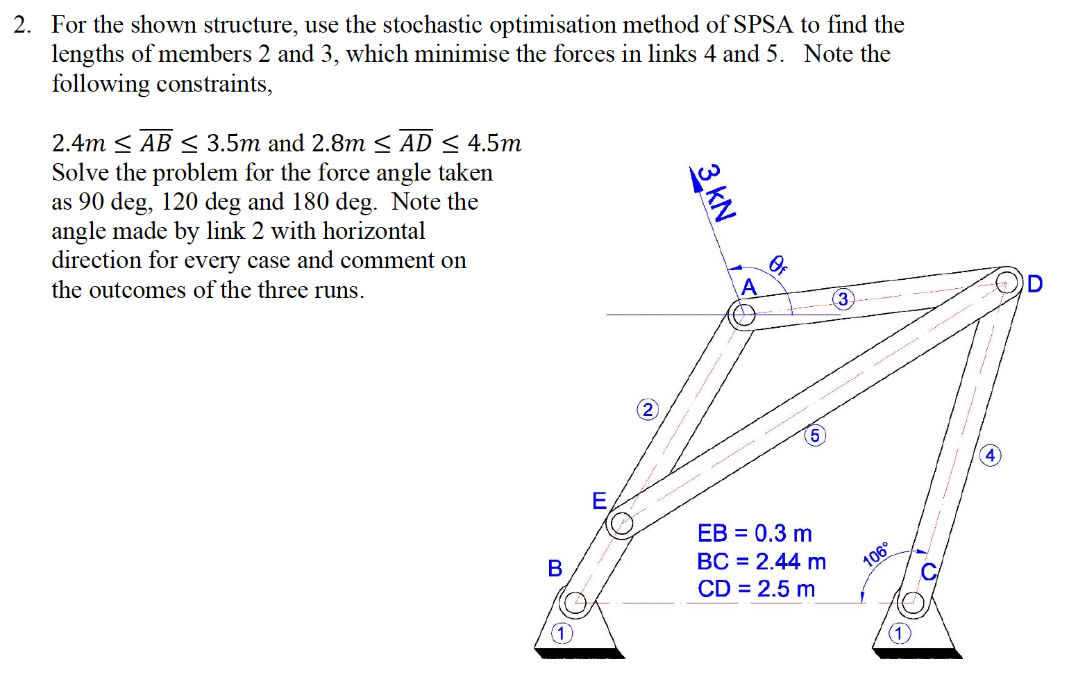For the shown structure, use the stochastic