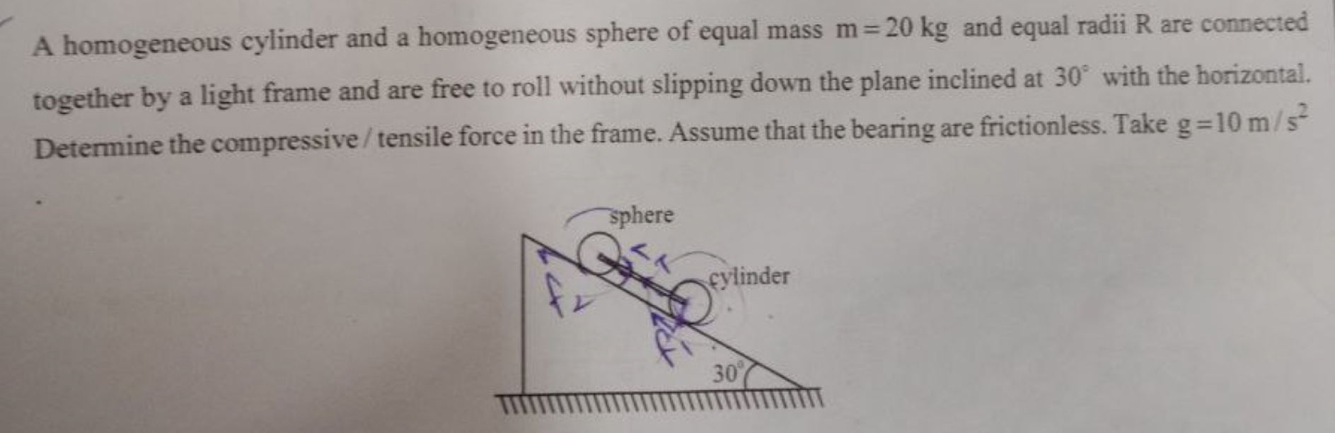 A homogeneous cylinder and a homogeneous sphere