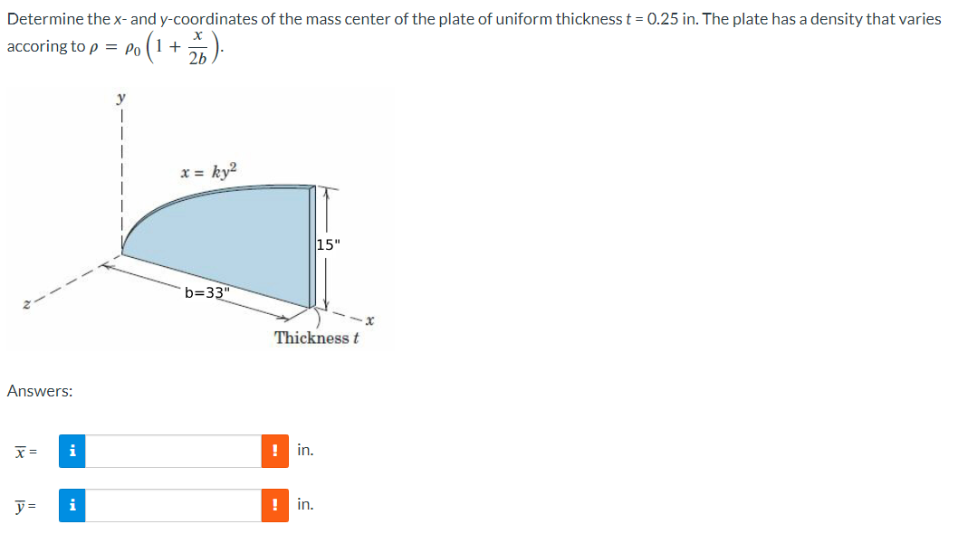 Determine the x - and y - coordinates of the mass