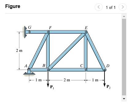 In ( Figure 1 ) , set P 1 P 1 = 4 kNkN and P 2 P