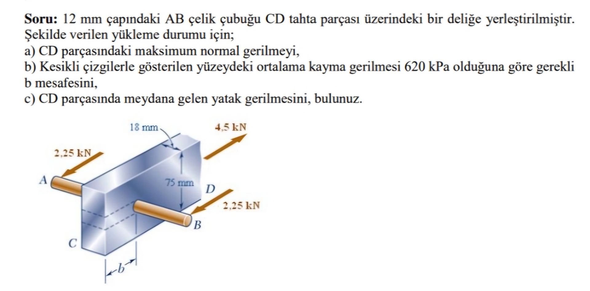 Soru: 1 2 mm ap ndaki AB elik ubu u CD tahta par
