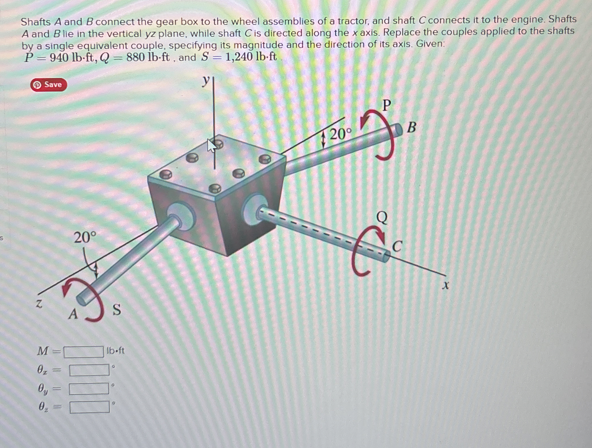 Shafts A and B connect the gear box to the wheel