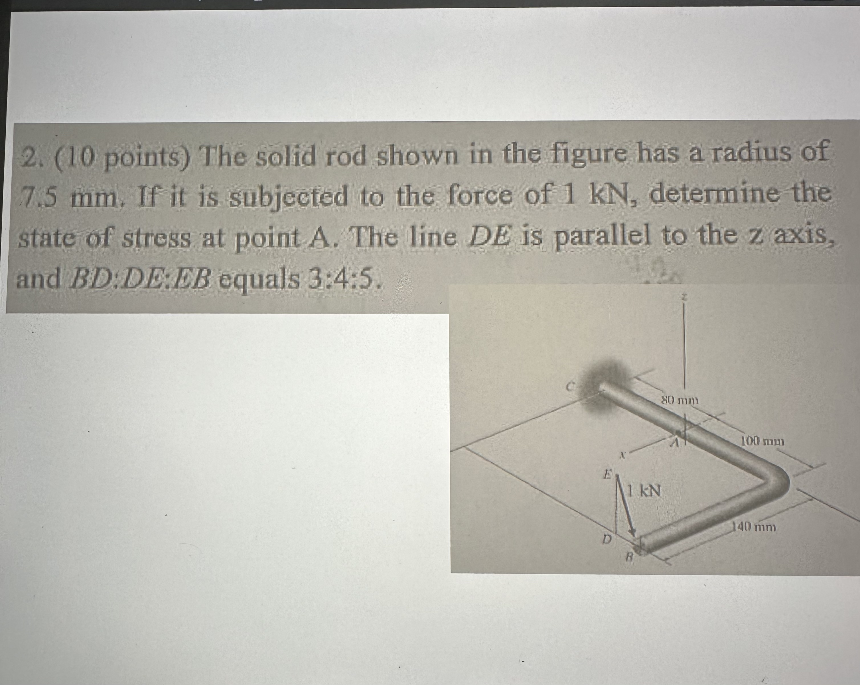 ( 1 0 points ) The solid rod shown in the figure
