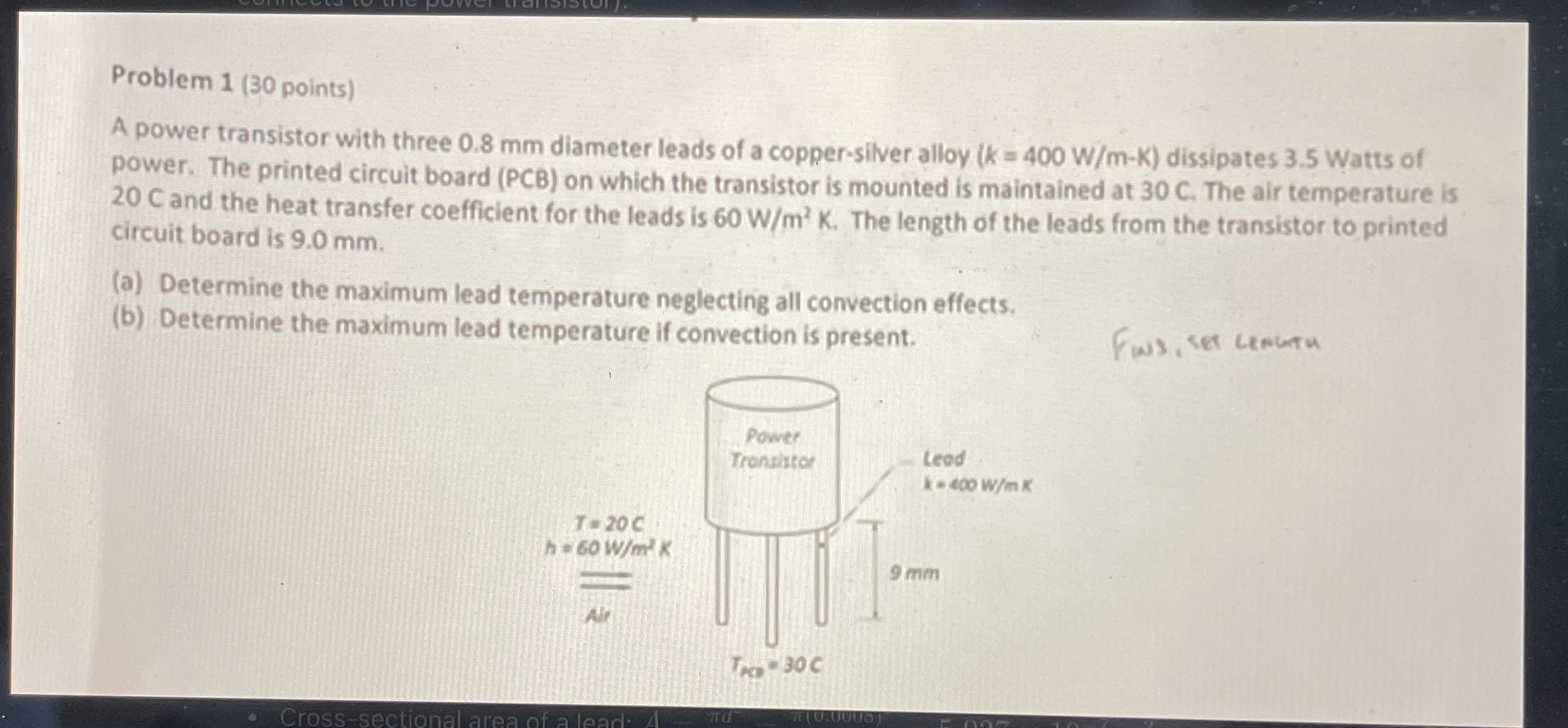 Problem 1 ( 3 0 points ) A power transistor with