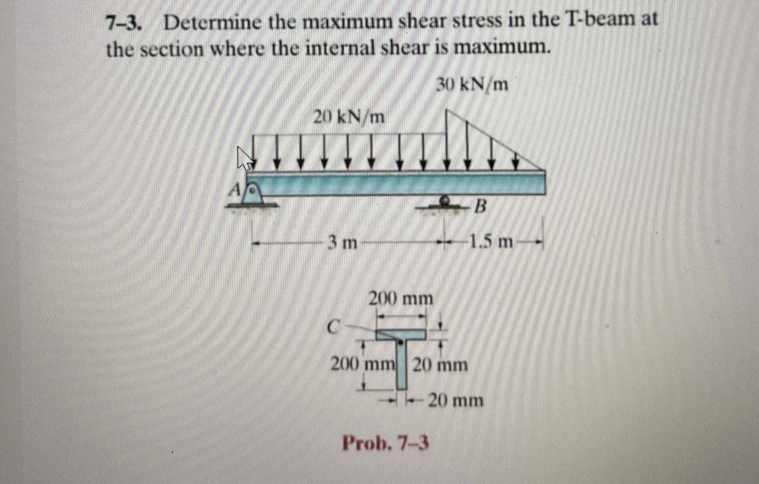 7 - 3 . Determine the maximum shear stress in the
