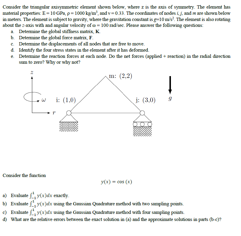 Consider the triangular axisymmetric element