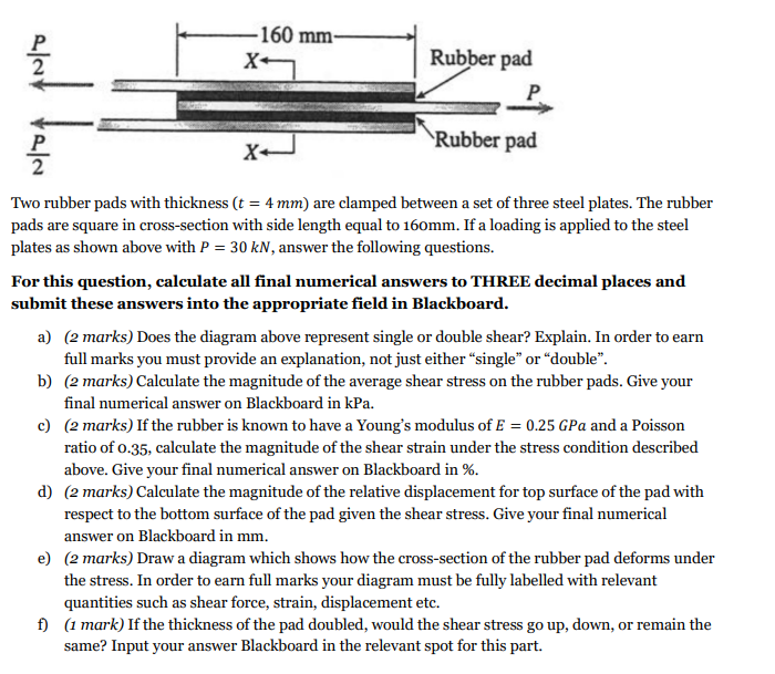 Two rubber pads with thickness \ ( ( t = 4 \
