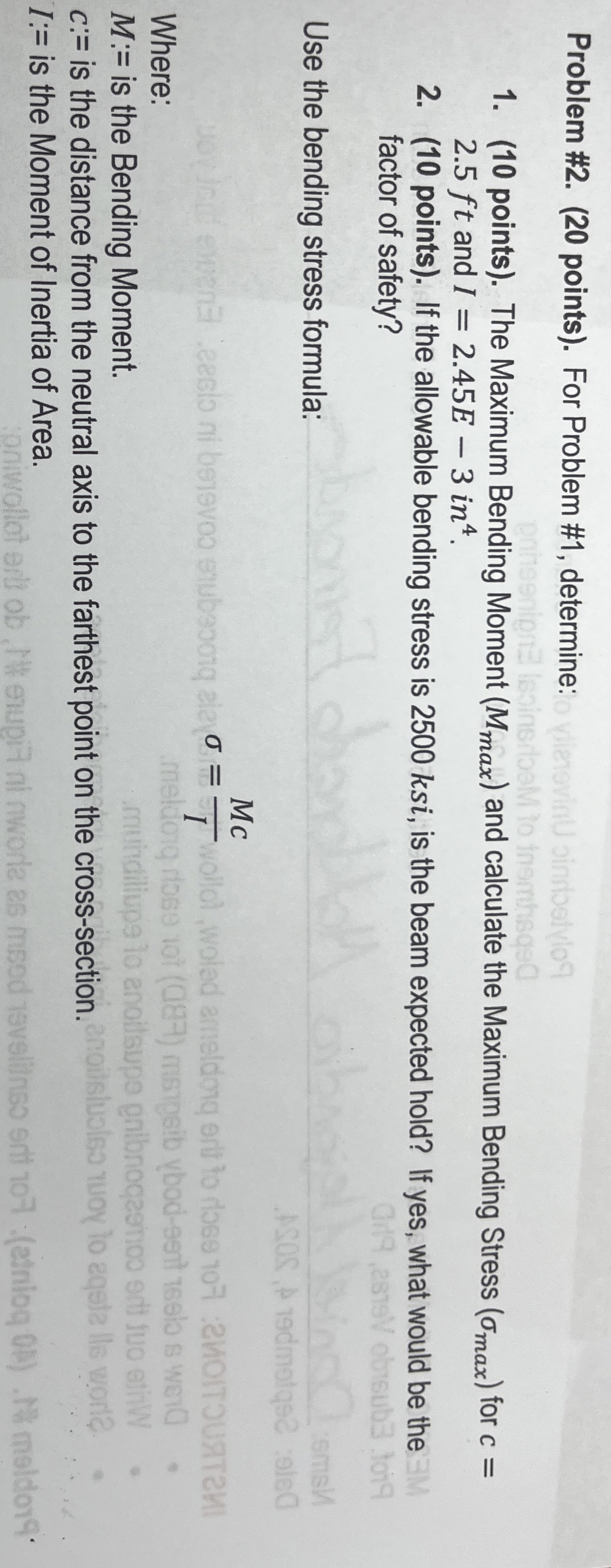Problem # 2 . ( 2 0 points ) . For Problem # 1 ,