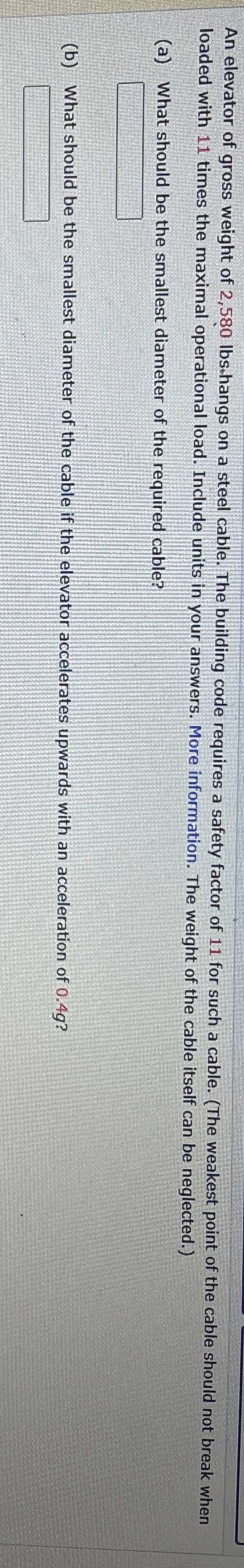An elevator of gross weight of 2 , 5 8 0