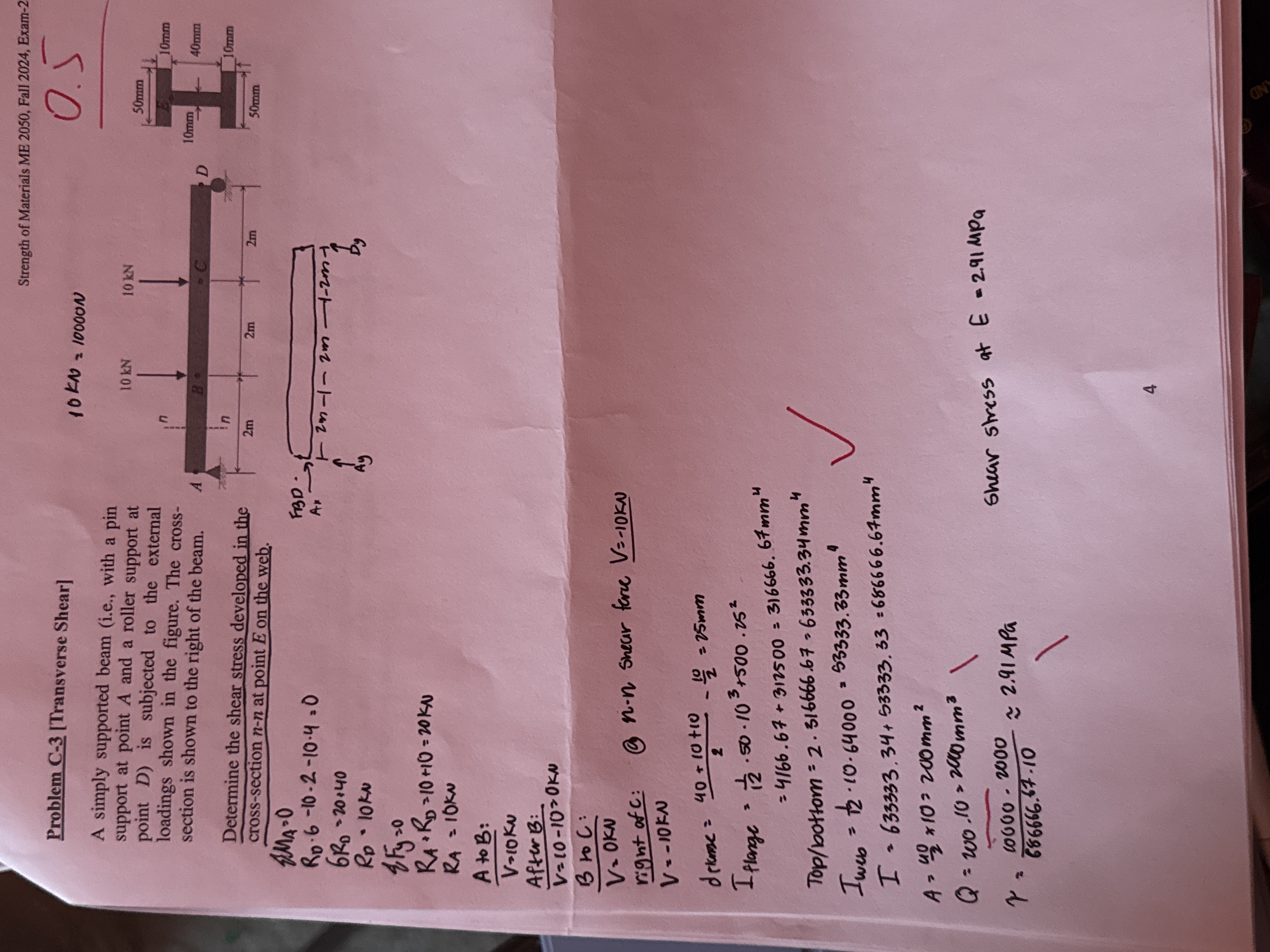 Strength of Materials ME 2 0 5 0 , Fall 2 0 2 4 ,