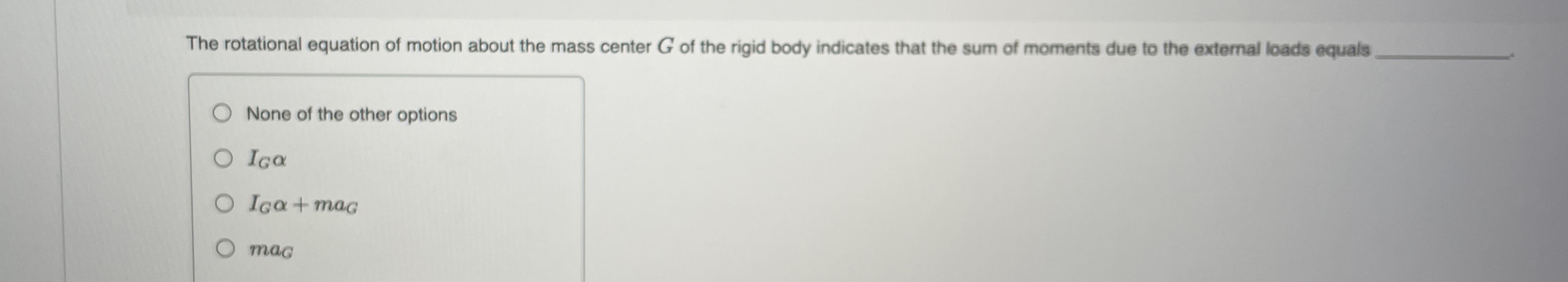 The rotational equation of motion about the mass