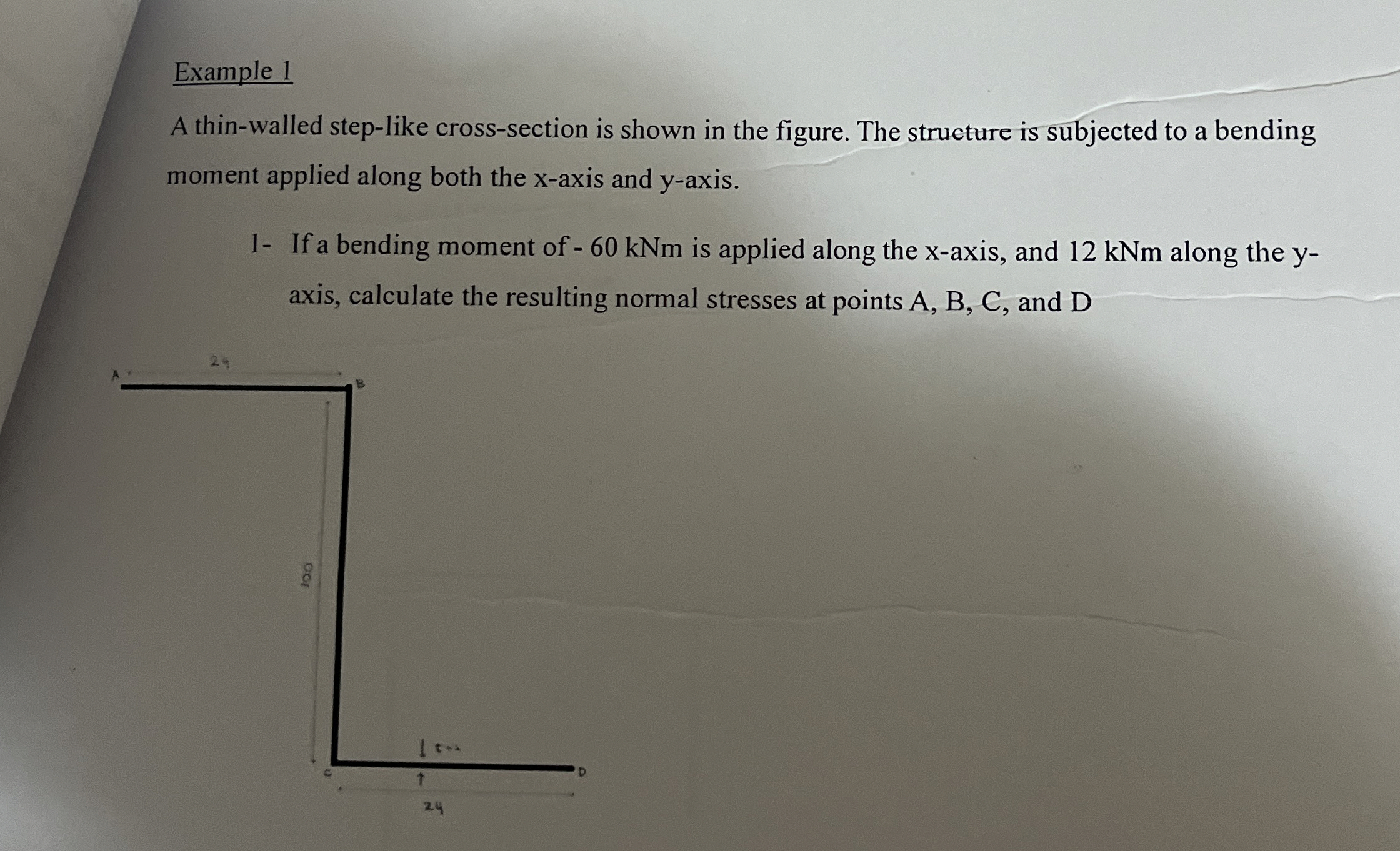 Example 1 A thin - walled step - like cross -