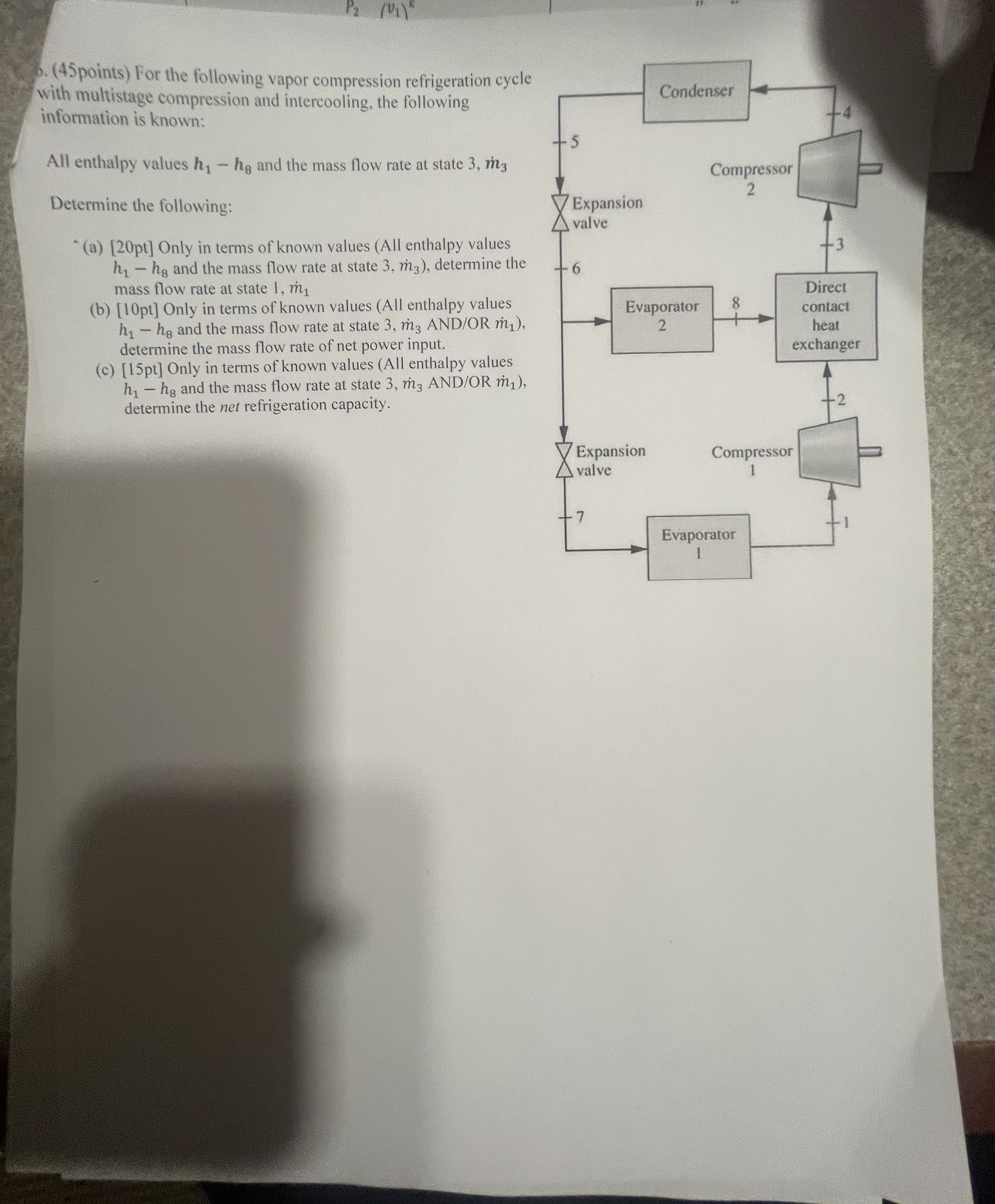 ( 4 5 points ) For the following vapor