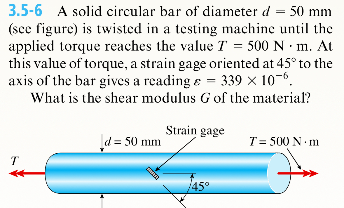 3 . 5 - 6 A solid circular bar of diameter d = 5