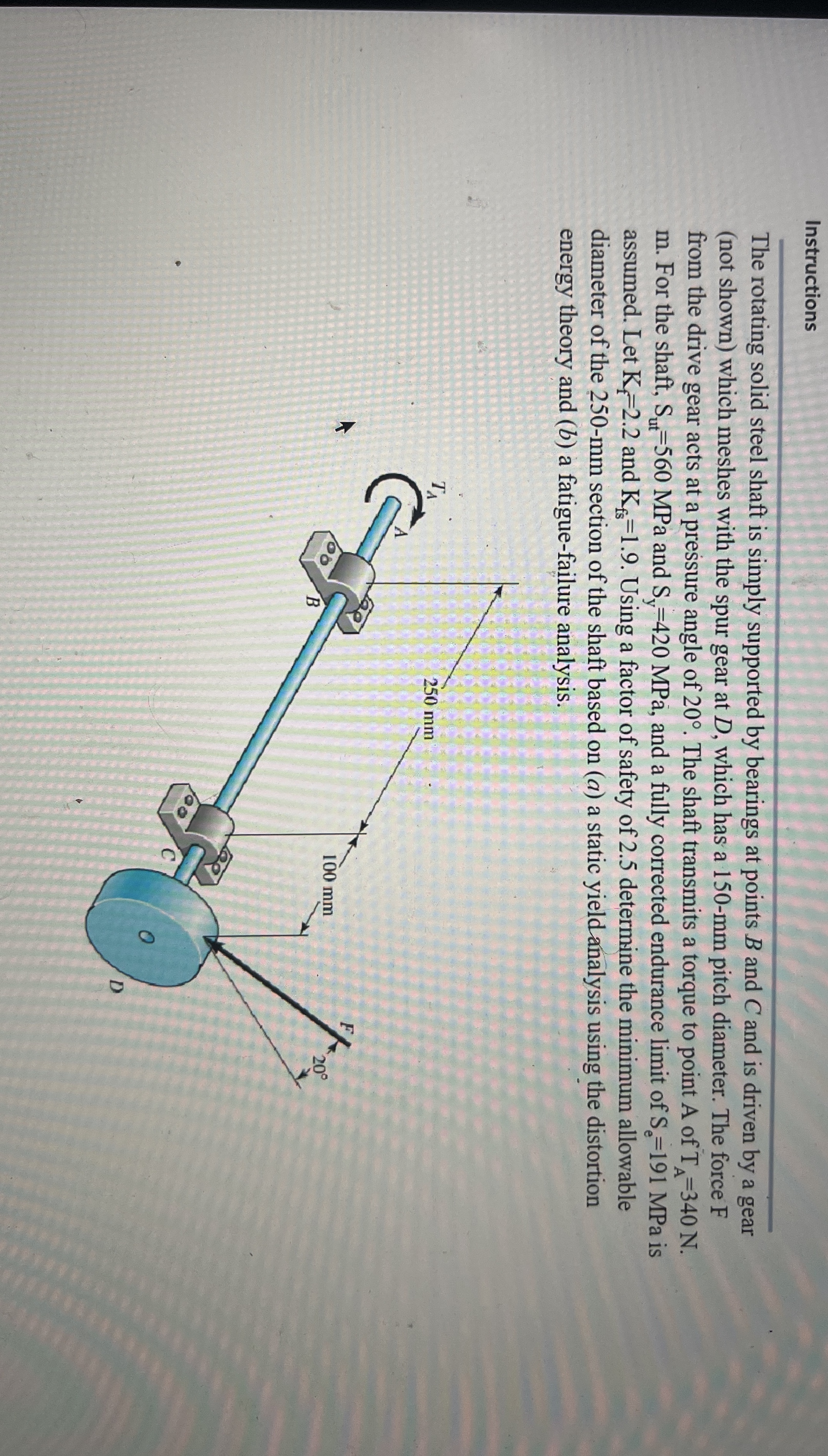 Instructions The rotating solid steel shaft is