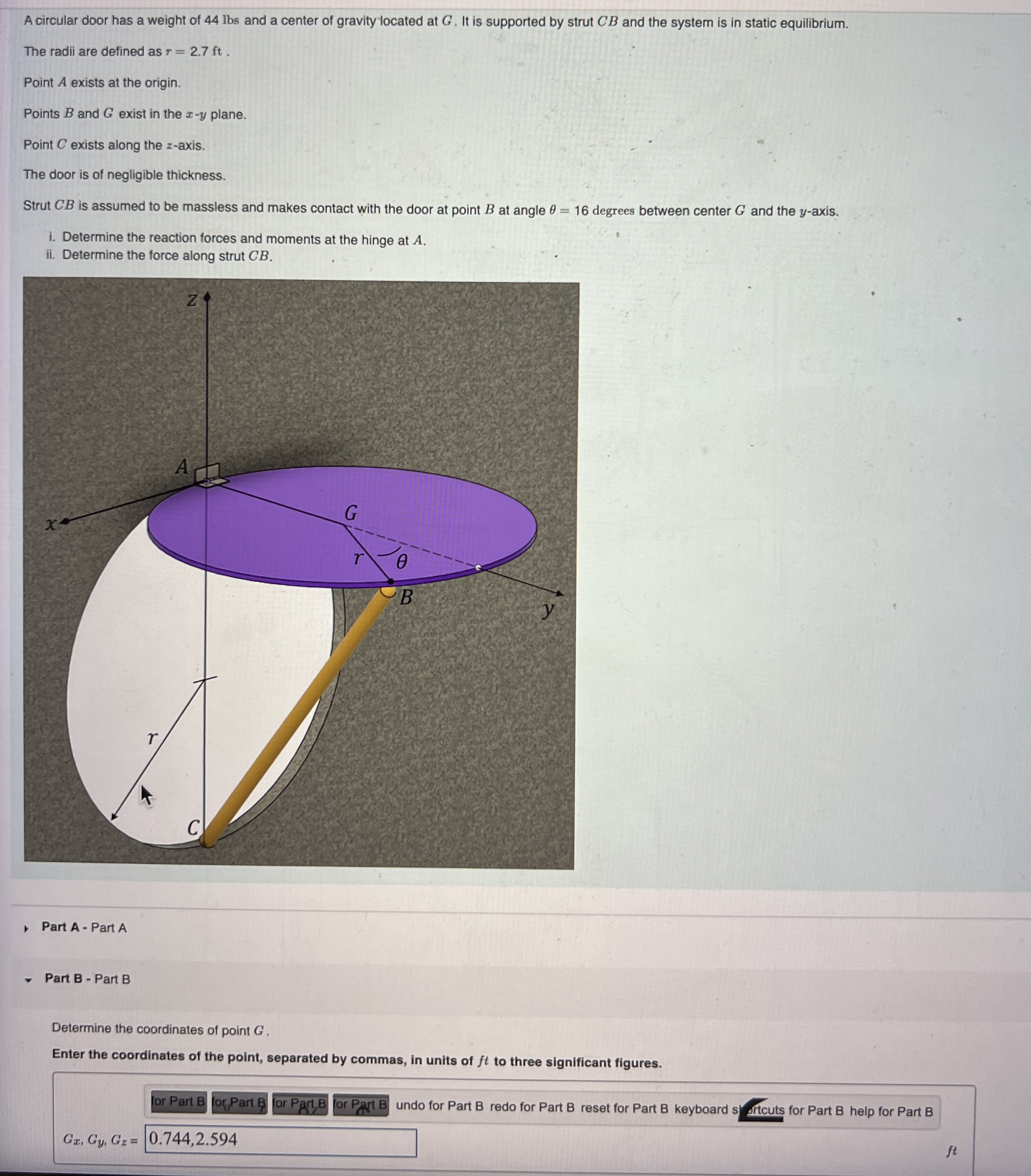 A circular door has a weight of 4 4 lbs and a