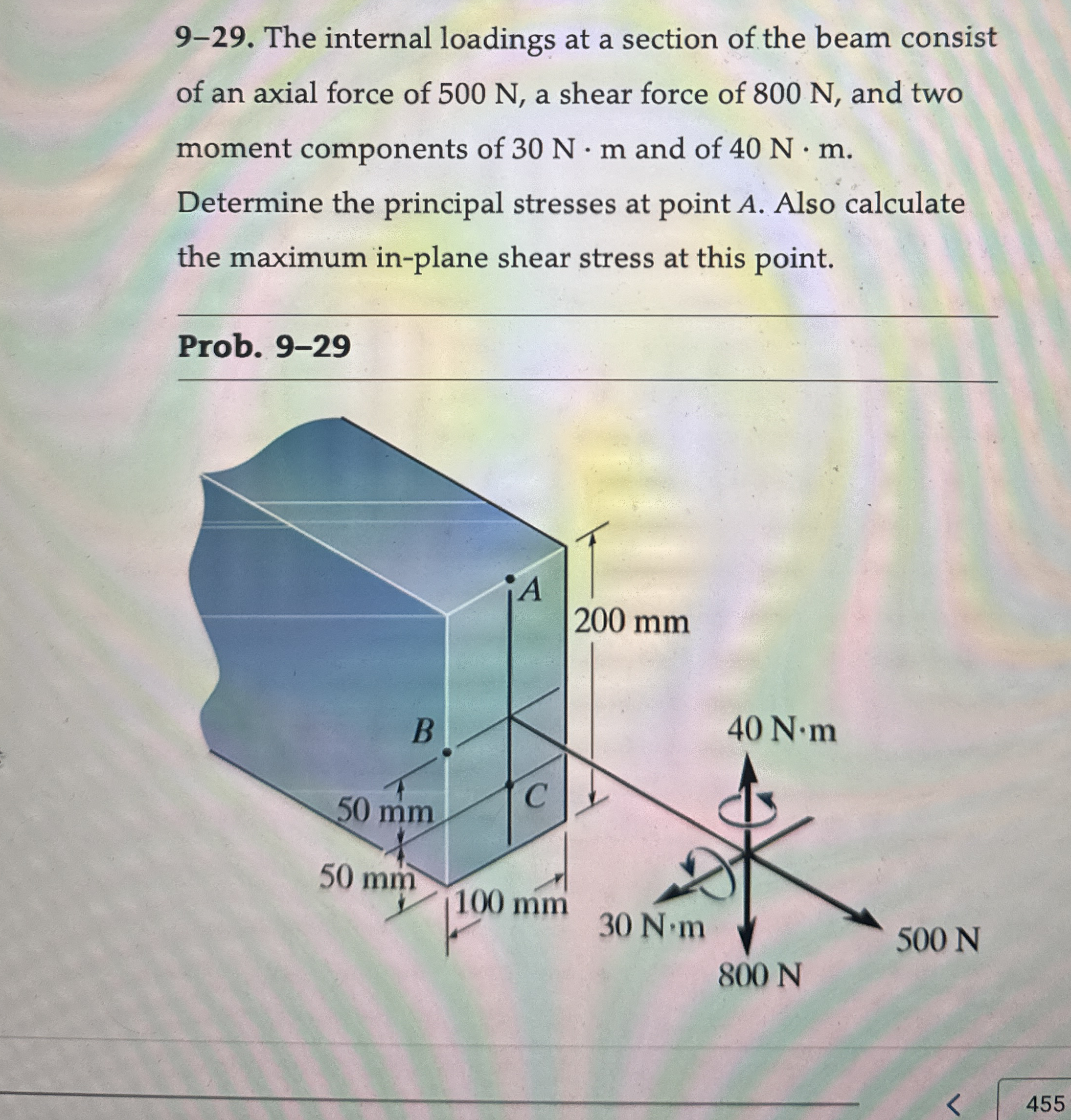 9 - 2 9 . The internal loadings at a section of
