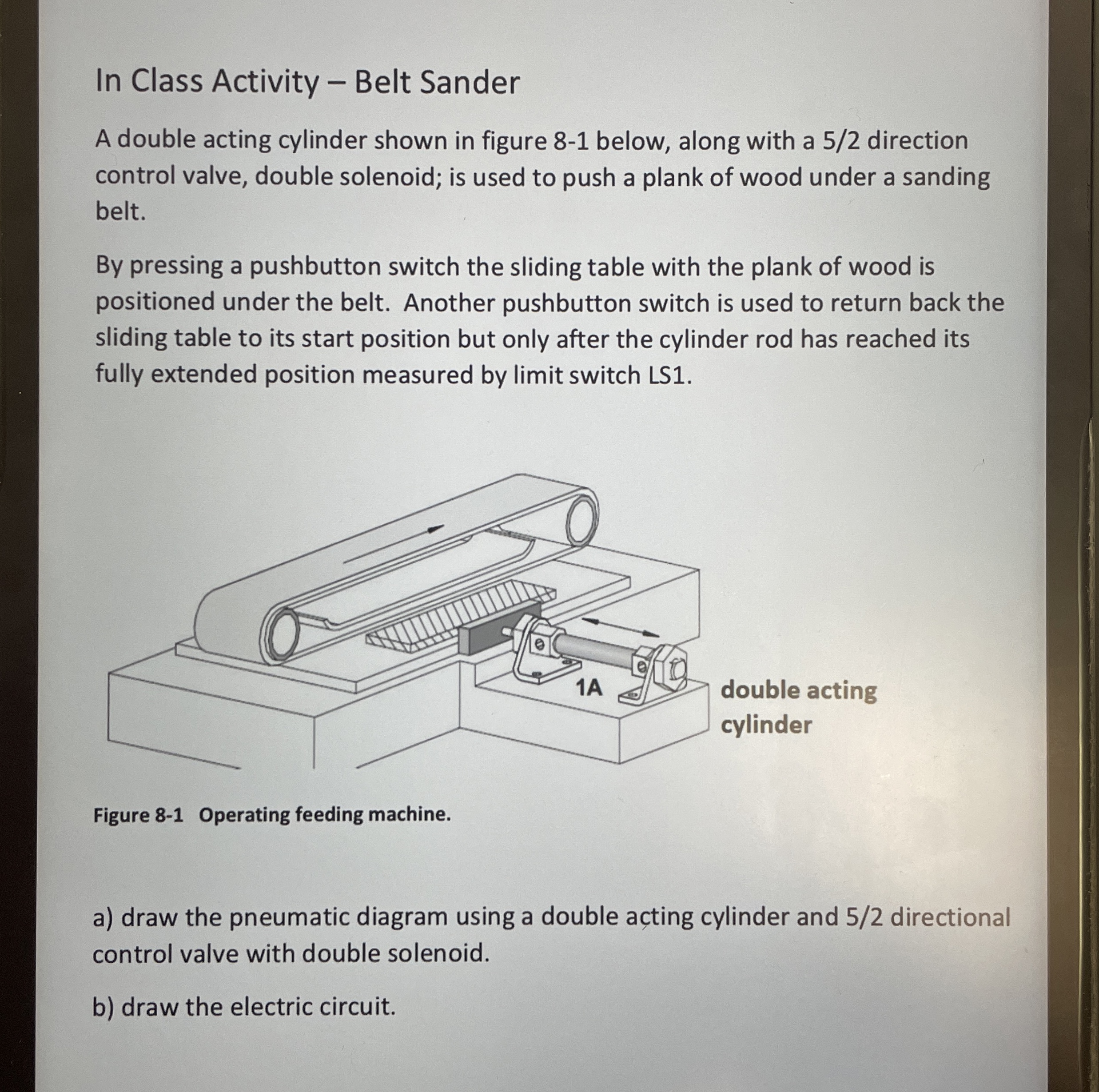 In Class Activity - Belt Sander A double acting