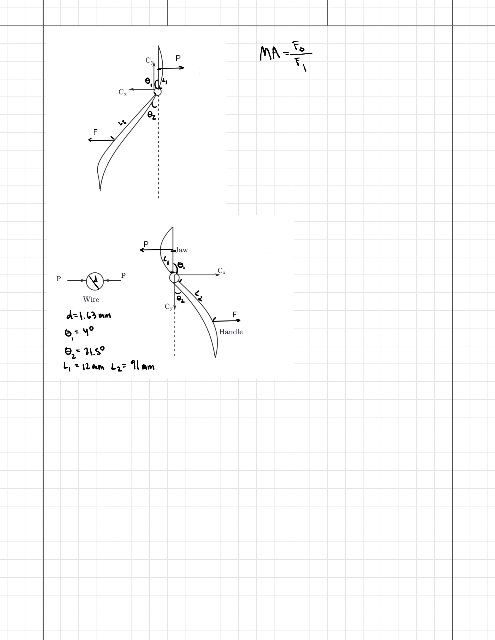 Find Mechanical Advantage Equation for this pair