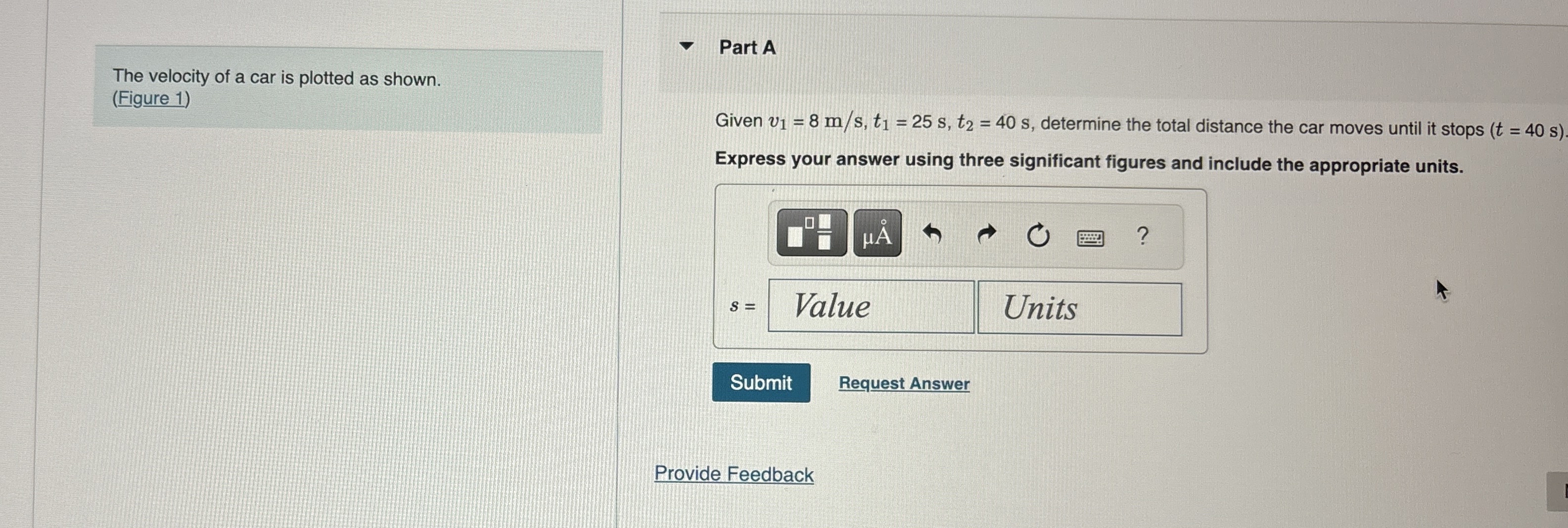 The velocity of a car is plotted as shown. (