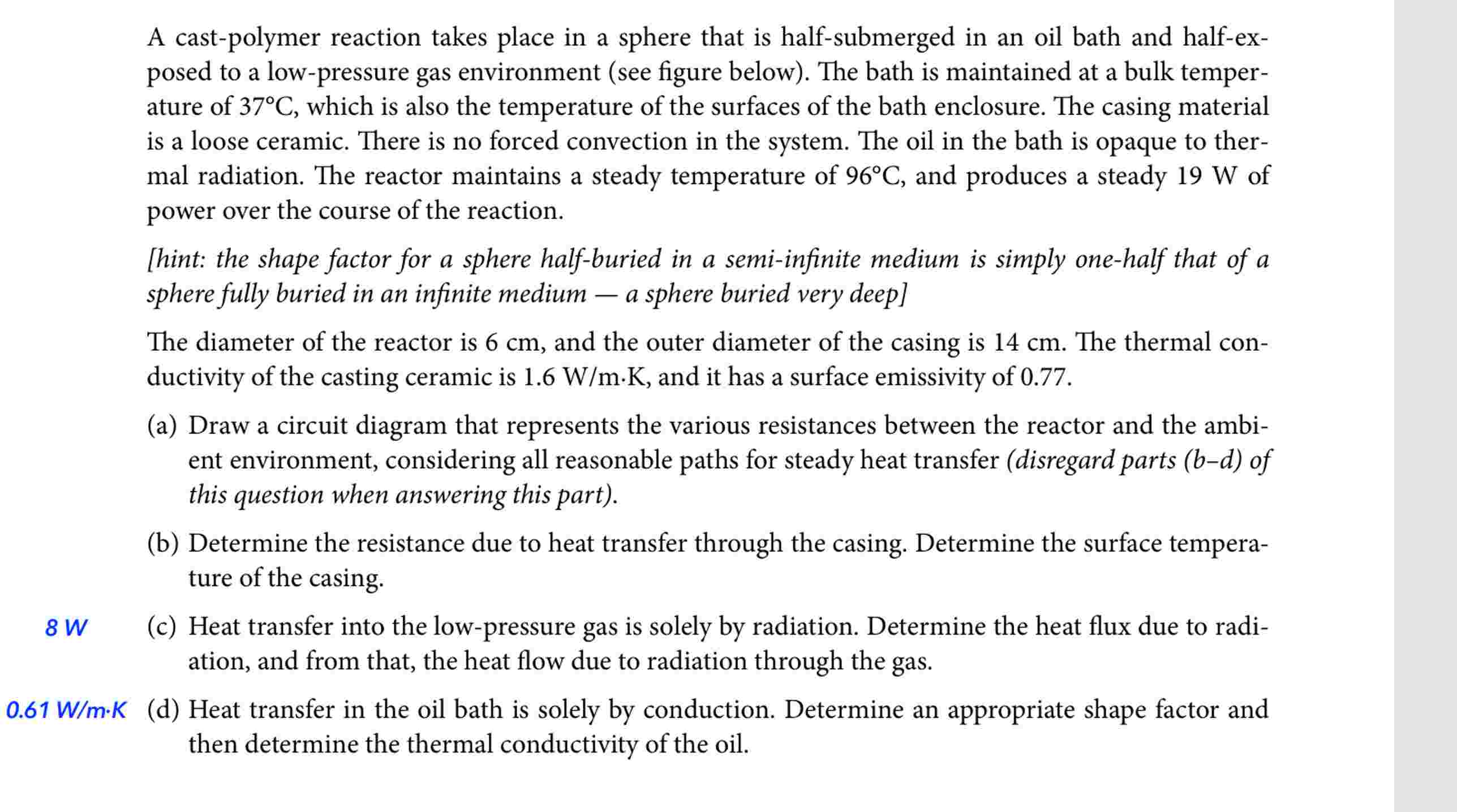 A cast - polymer reaction takes place in a sphere