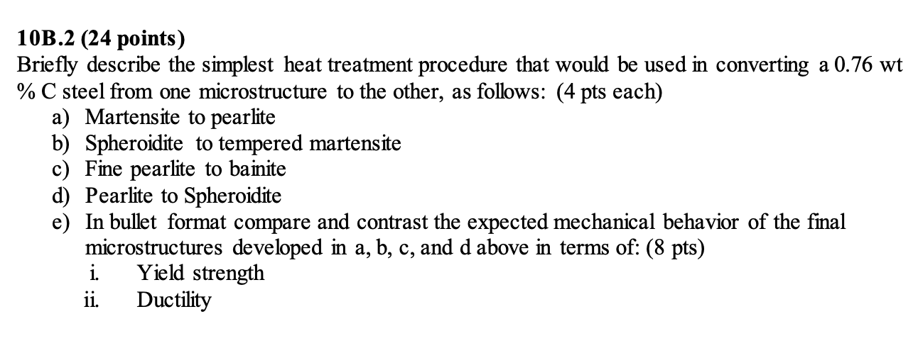 1 0 B . 2 ( 2 4 points ) Briefly describe the