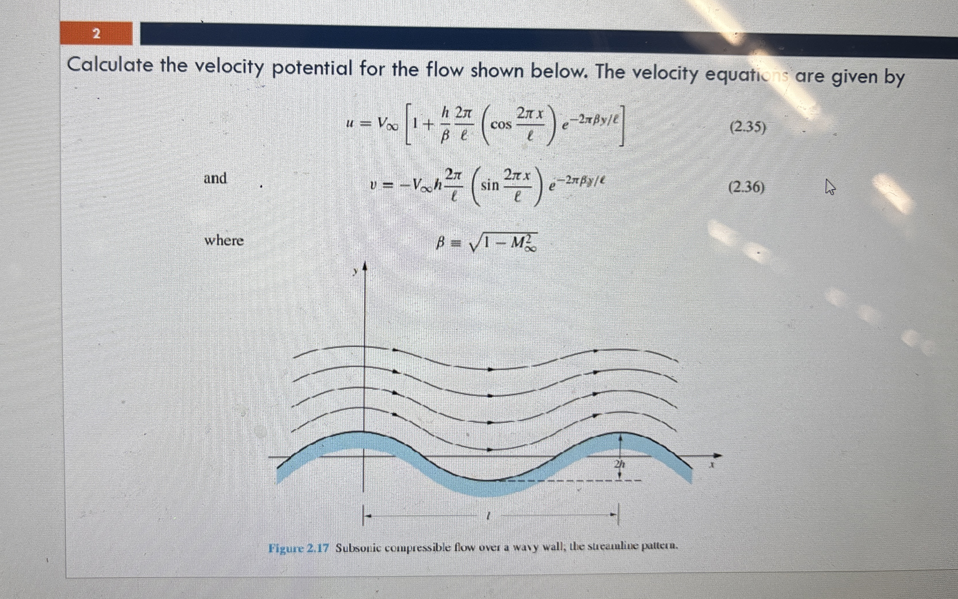 2 Calculate the velocity potential for the flow