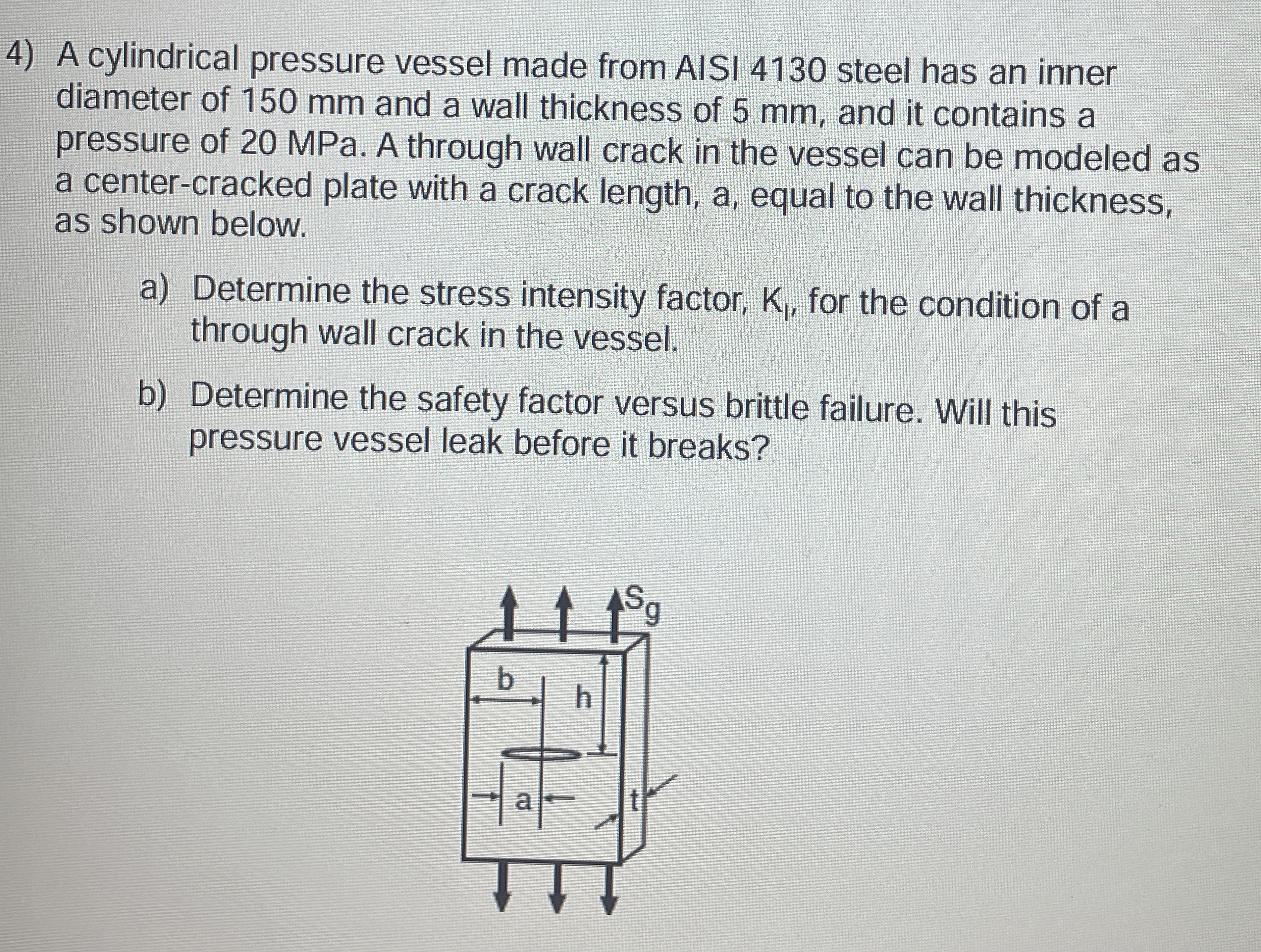 A cylindrical pressure vessel made from AISI 4 1