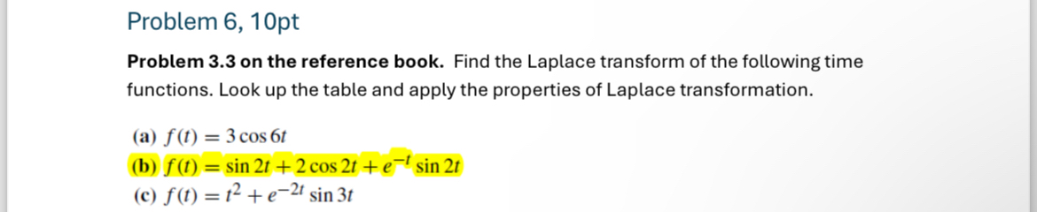 Problem 6 , 1 0 pt Problem 3 . 3 on the reference
