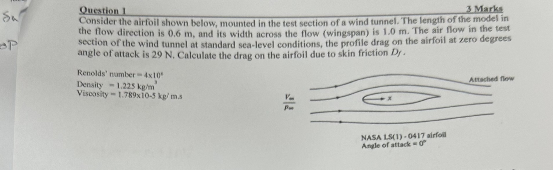 Question 1 3 Marks Consider the airfoil shown