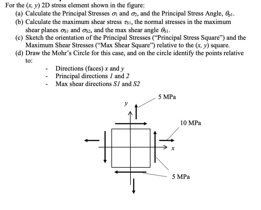 For the ( x , y ) 2 D stress element shown in the