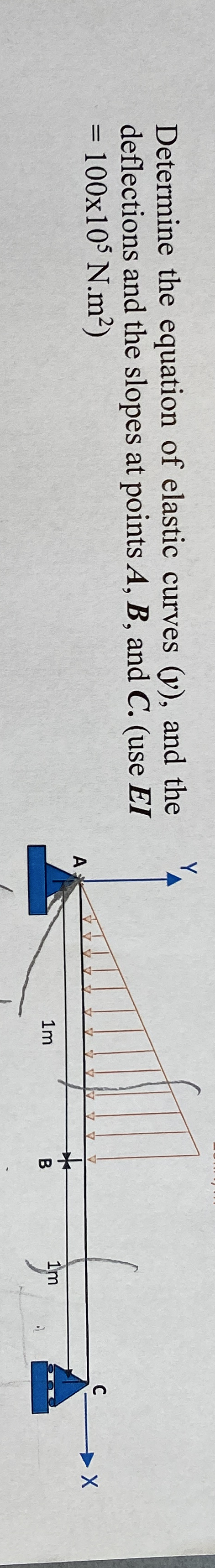 Determine the equation of elastic curves ( y ) ,