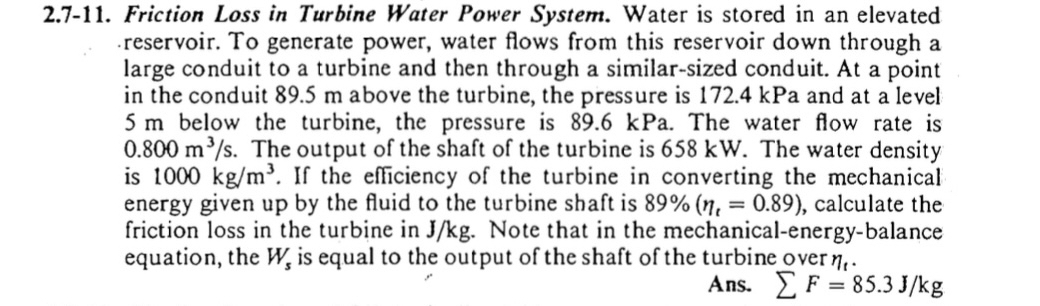 2 . 7 - 1 1 . Friction Loss in Turbine Water