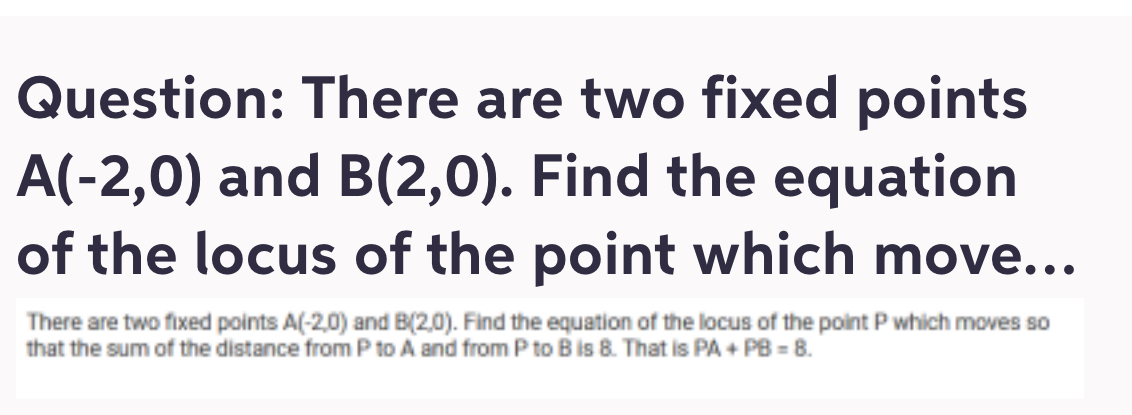 There are two fixed points A ( - 2 , 0 ) and B (