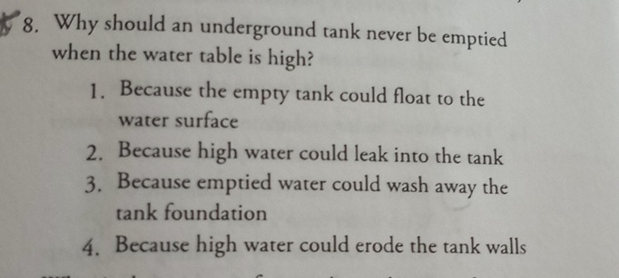 Why should an underground tank never be emptied