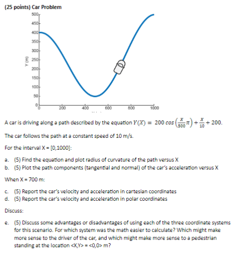 ( 2 5 points ) Car Problem A car is driving along