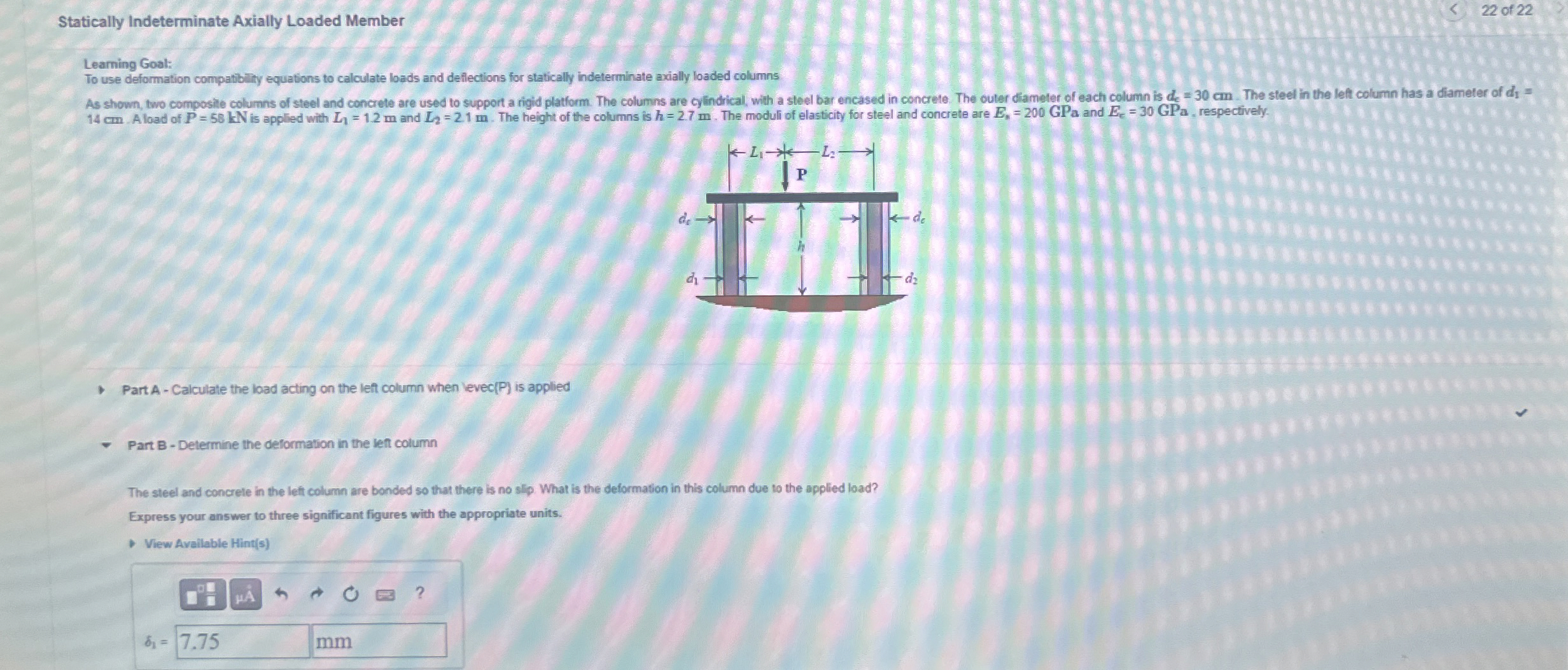 Statically Indeterminate Axially Loaded Member 2