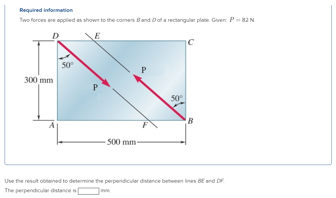Required information Two forces are applied as